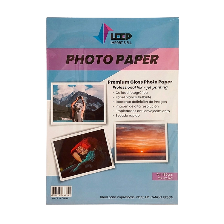 Papel Fotografico Leep Gloss A4 180 grs Blister x 20 Art.FOTO 180
